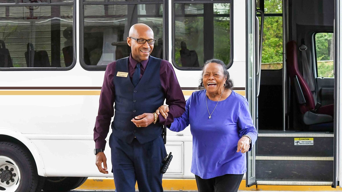 Belmont Gardens Man and Woman Bus